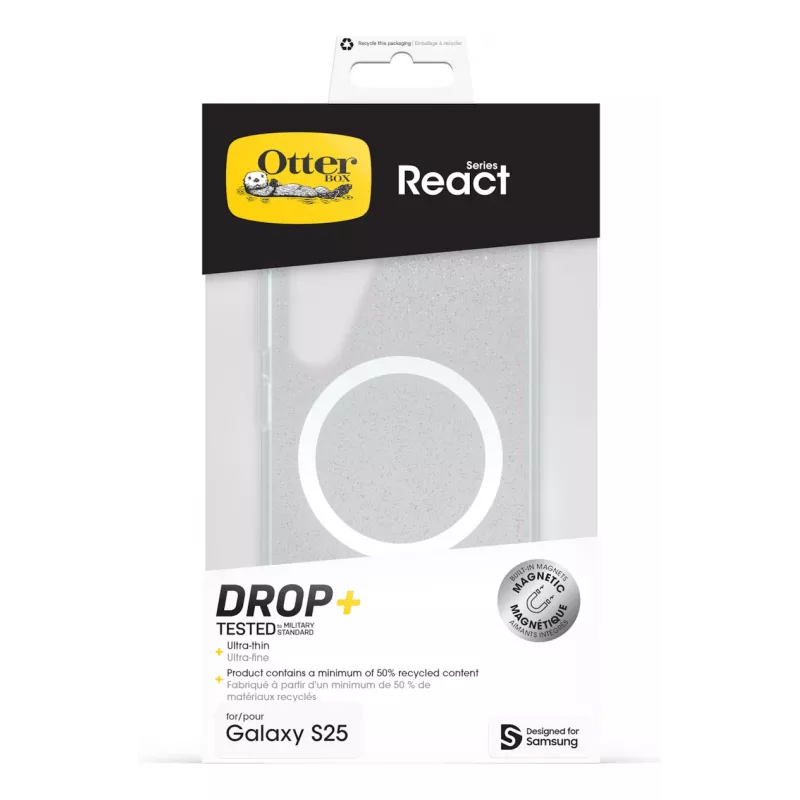 Samsung Otterbox React Case mit Magneten für Galaxy S25, Hülle, Samsung, Galaxy S25, 15,8 cm (6,2 Zoll), Schwarz, Transparent