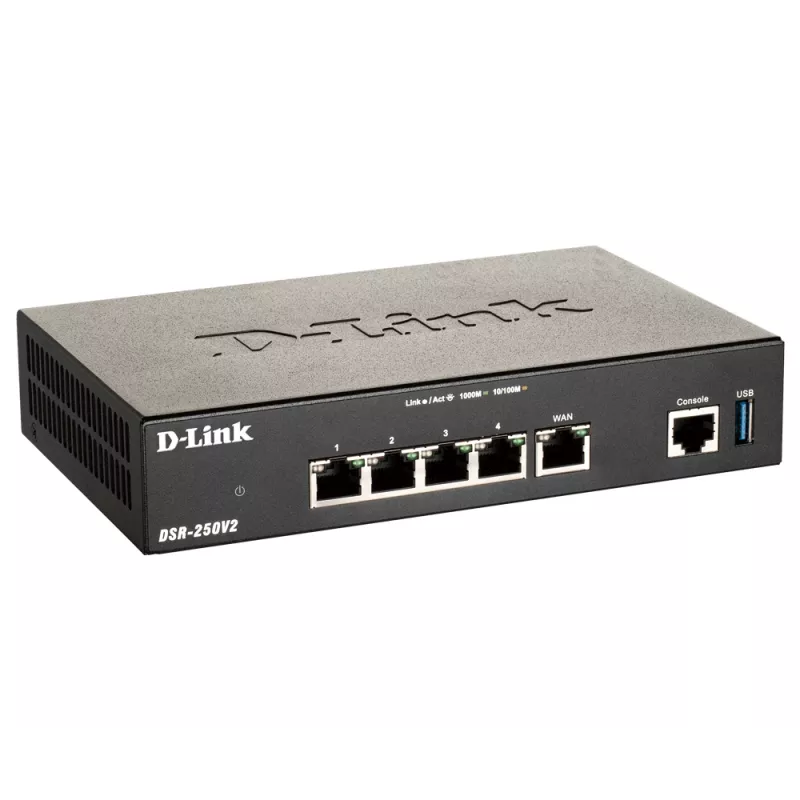 D-Link DSR-250V2/E VPN-Sicherheitsrouter, 4-Port Gigabit