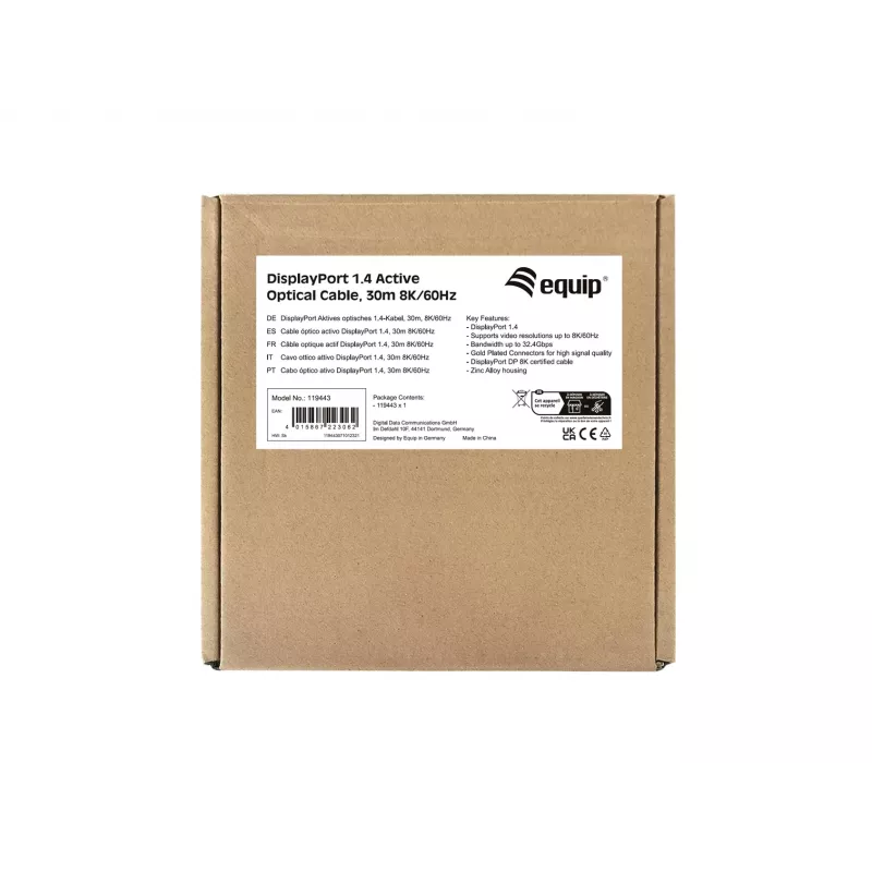 Equip DisplayPort 1.4 Aktives Optisches Kabel, 30 m, 8K/60Hz