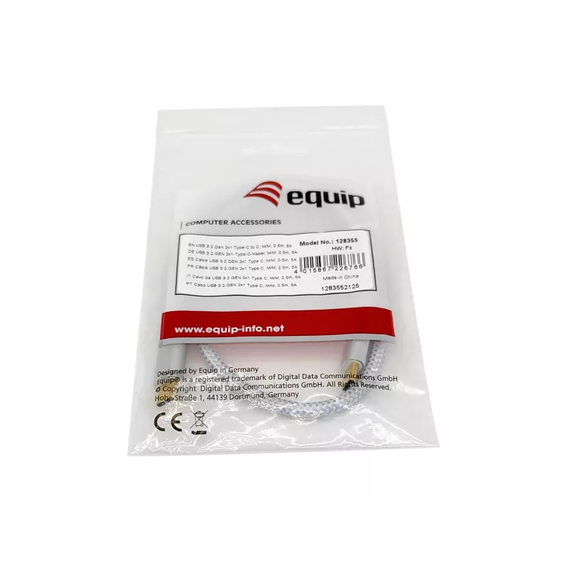 Equip USB 3.2 Gen 2 C zu C Kabel, M/M, 2,0 m, 5 A, PD 100 W, 4K/60 Hz, 10 Gbit/s