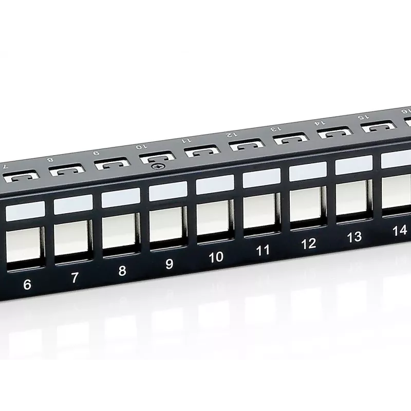 Equip 24-Port Keystone Cat.6 Shielded Patch Panel, Schwarz, Cat6, Rackmontage, 1U, Schwarz, 92,5 mm, 483 mm