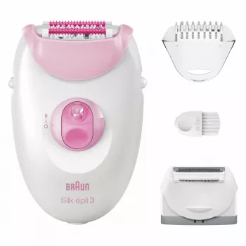 Epilierer Braun Silk-épil 3 3-031 20 Pinzetten Pink Weiß