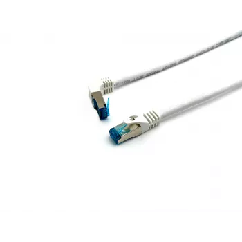 Equip Cat.6A S/FTP Patchkabel, gewinkelter auf geraden Stecker, 2,0 m, Weiß