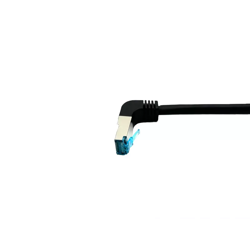Equip Cat.6A S/FTP Patchkabel, abgewinkelt auf geraden Stecker, 1,0 m, Schwarz