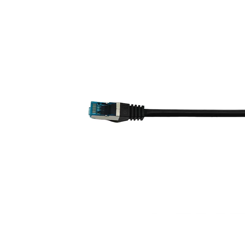 Equip Cat.6A S/FTP Patchkabel, abgewinkelt auf geraden Stecker, 2,0 m, Schwarz