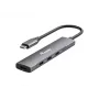 Equip 128963 USB-C 4-Port-USB-3.2-Gen-1-Hub (3.1 Gen 1), 4x USB-C, 5 Gbit/s, Aluminium, ohne Netzteil, Schwarz/Silber