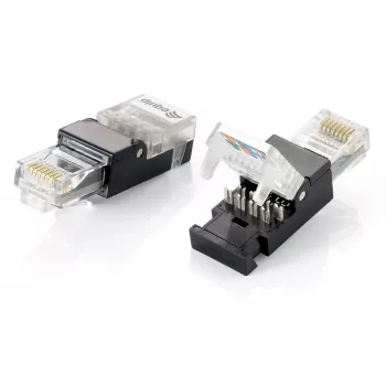 Equip Werkzeugloser RJ45-Stecker, Cat.6, RJ-45, Schwarz, Transparent, Polycarbonat, Cat6, -10 - 60 °C, 12 g