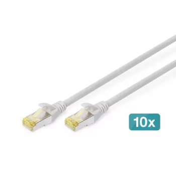 DIGITUS CAT6A S/FTP Patchkabel, 1 m, Grau, 10er-Pack