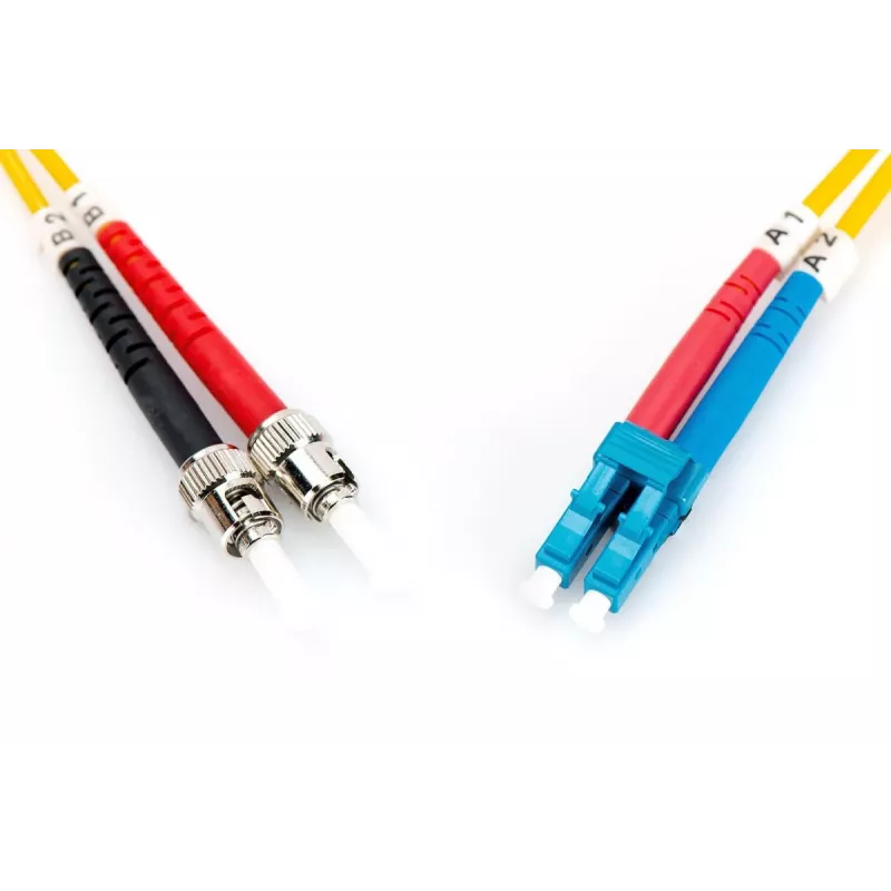 DIGITUS Glasfaser-Patchkabel, LC auf ST OS2, Singlemode 9/125 µ, Duplex, Länge 1 m