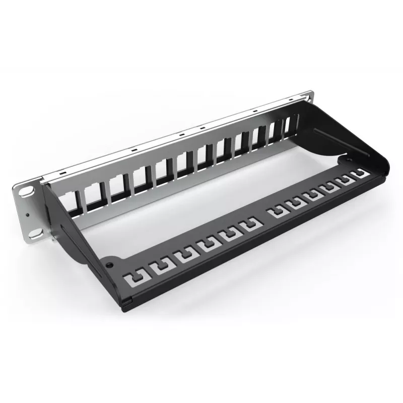 DIGITUS DN-91420 modulares Patchpanel, 12-Port, geschirmt, unbestückt, 1U, 10" (254 mm), schwarz RAL 9005