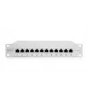 DIGITUS CAT6A Patchpanel, geschirmt, 12-Port Beschriftungsfeld, 1U, 10 Zoll Rackmontage, grau RAL 7035
