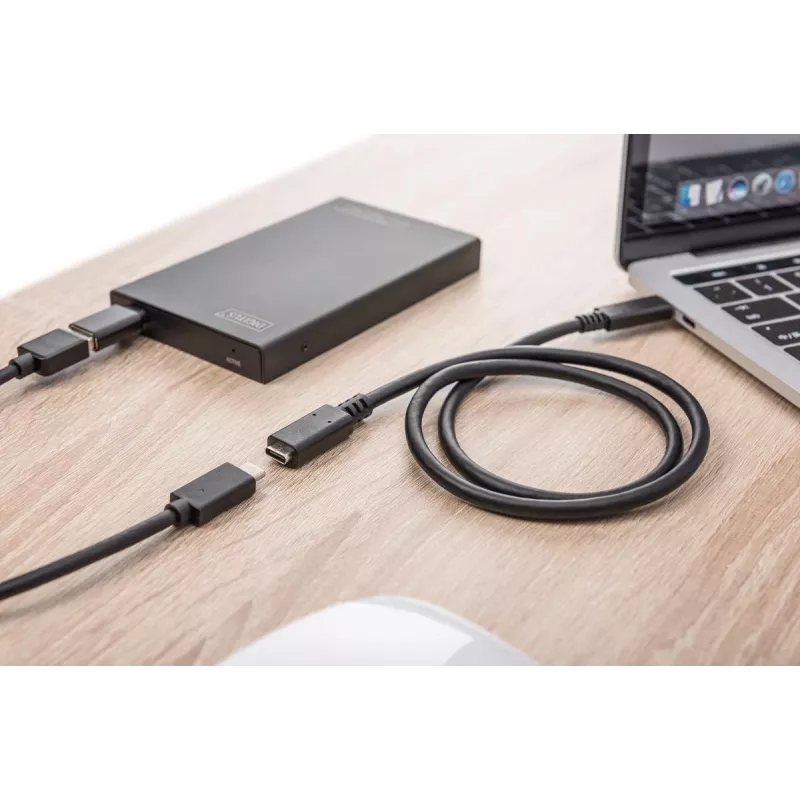 DIGITUS AK-300210-020-S USB-C Verlängerungskabel, USB 2.0, USB-C Stecker/Buchse, 3 A, 2 m, schwarz