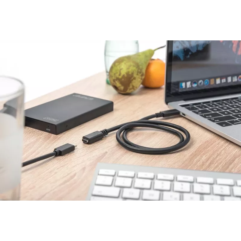 DIGITUS AK-300210-020-S USB-C Verlängerungskabel, USB 2.0, USB-C Stecker/Buchse, 3 A, 2 m, schwarz