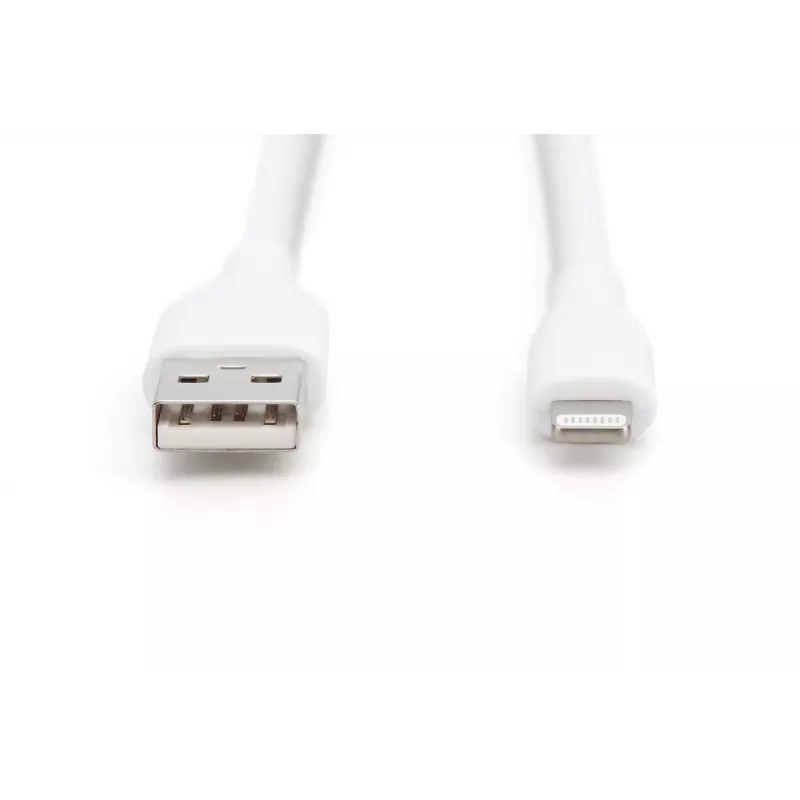 DIGITUS USB Silikon-Ladekabel USB-A - Lightning USB 2.0 12W - 1m weiß