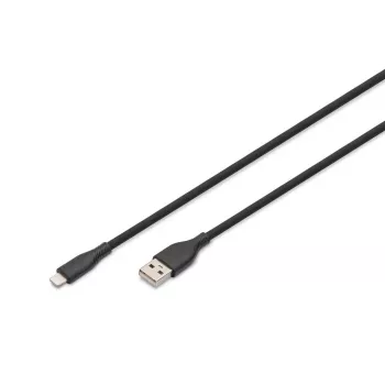 DIGITUS USB-Silikon-Ladekabel USB-A - Lightning 2m USB 2.0 12W - 2m schwarz