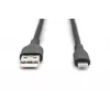 DIGITUS USB-Silikon-Ladekabel USB-A - Lightning 2m USB 2.0 12W - 2m schwarz