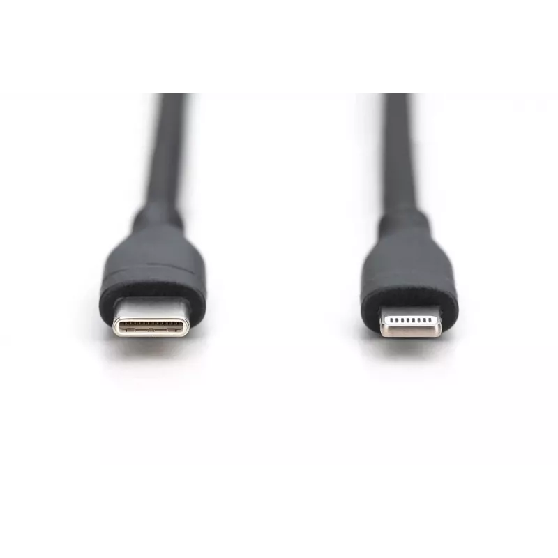 DIGITUS USB Silikon-Ladekabel USB-C - Lightning USB 2.0 60W - 50 cm schwarz