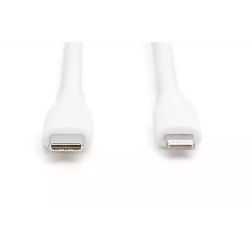 DIGITUS USB Silikon-Ladekabel USB-C - Lightning USB 2.0 60W - 50cm weiß