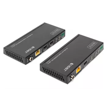 DIGITUS DS-55508 4K HDBaseT HDMI Extender Set, 150 m, 4K/60Hz, 18 Gbps, YUV 4:4:4, HDR, PoC, RS-232, IR