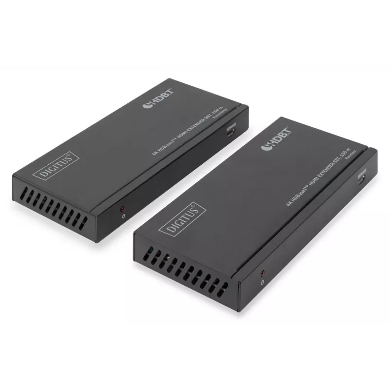 DIGITUS DS-55508 4K HDBaseT HDMI Extender Set, 150 m, 4K/60Hz, 18 Gbps, YUV 4:4:4, HDR, PoC, RS-232, IR