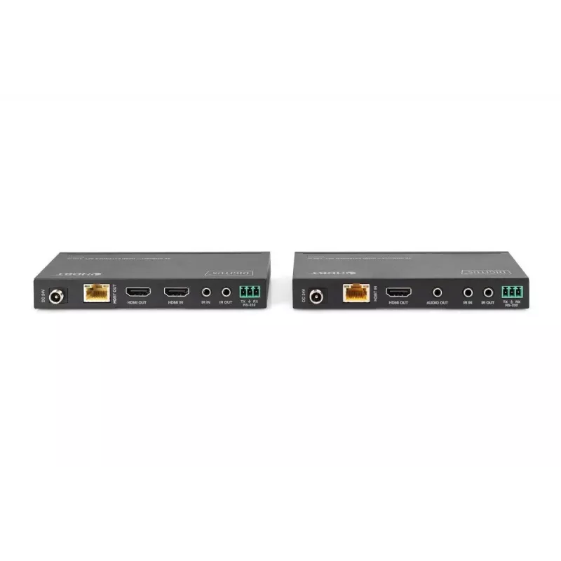 DIGITUS DS-55508 4K HDBaseT HDMI Extender Set, 150 m, 4K/60Hz, 18 Gbps, YUV 4:4:4, HDR, PoC, RS-232, IR