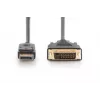 DIGITUS DisplayPort-Adapterkabel, DP - DVI (24+1) M/M, 3m mit Verriegelung, DP 1.1a kompatibel, CE schwarz