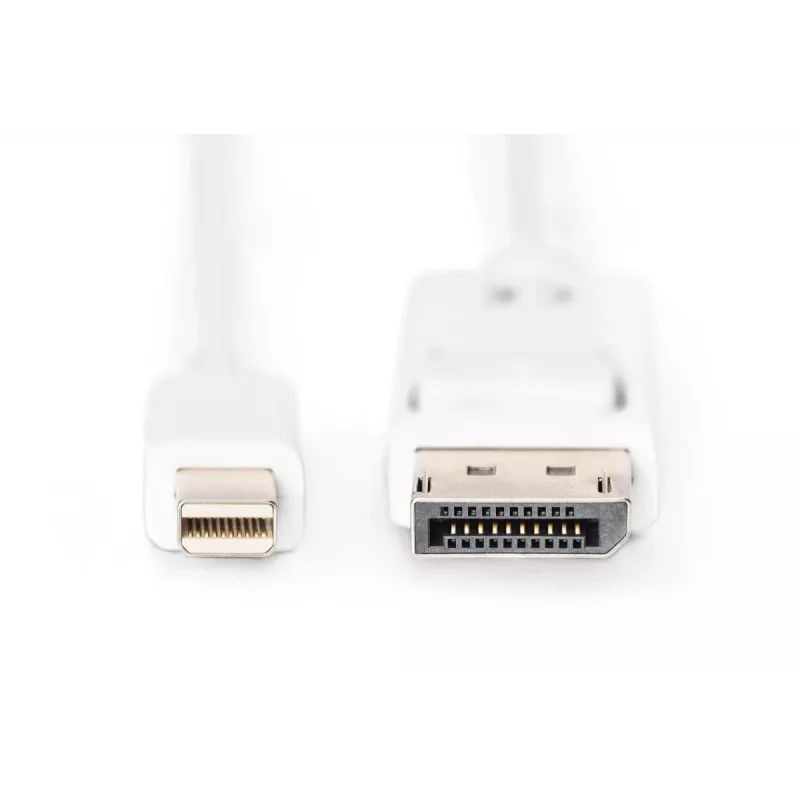 DIGITUS DisplayPort Verbindungskabel, Mini DP - DP M/M, 2m mit Verriegelung, DP 1.1a konform, weiß