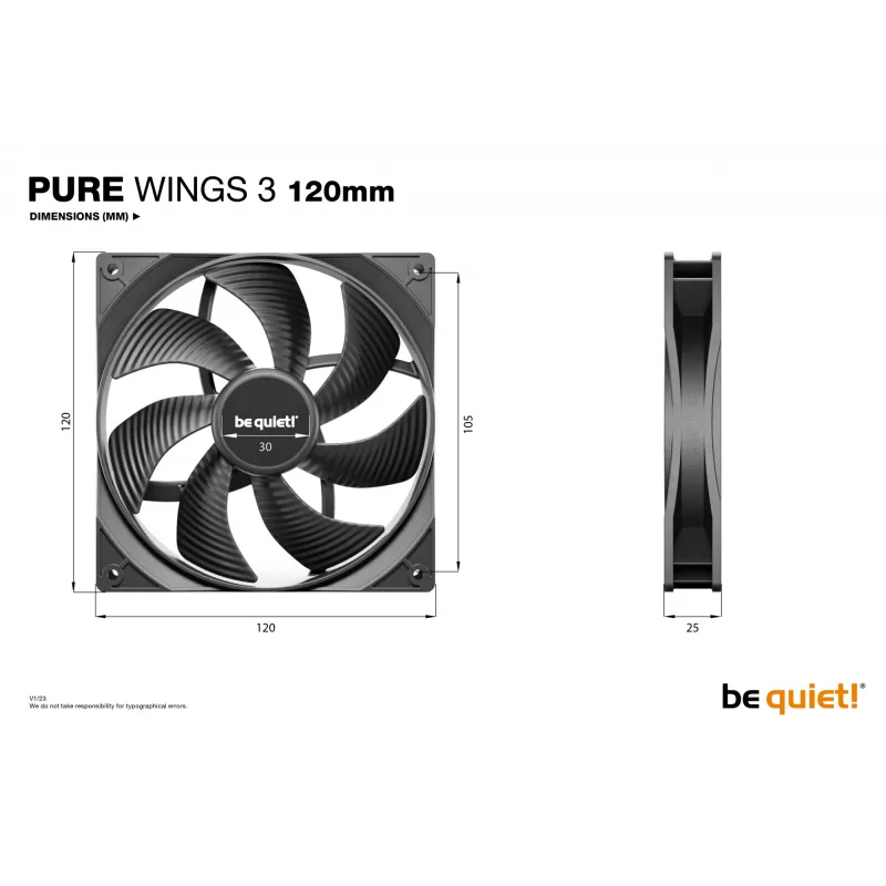 be quiet Pure Wings 3 120mm Computer-Gehäuselüfter 12 cm Schwarz 1 Stück