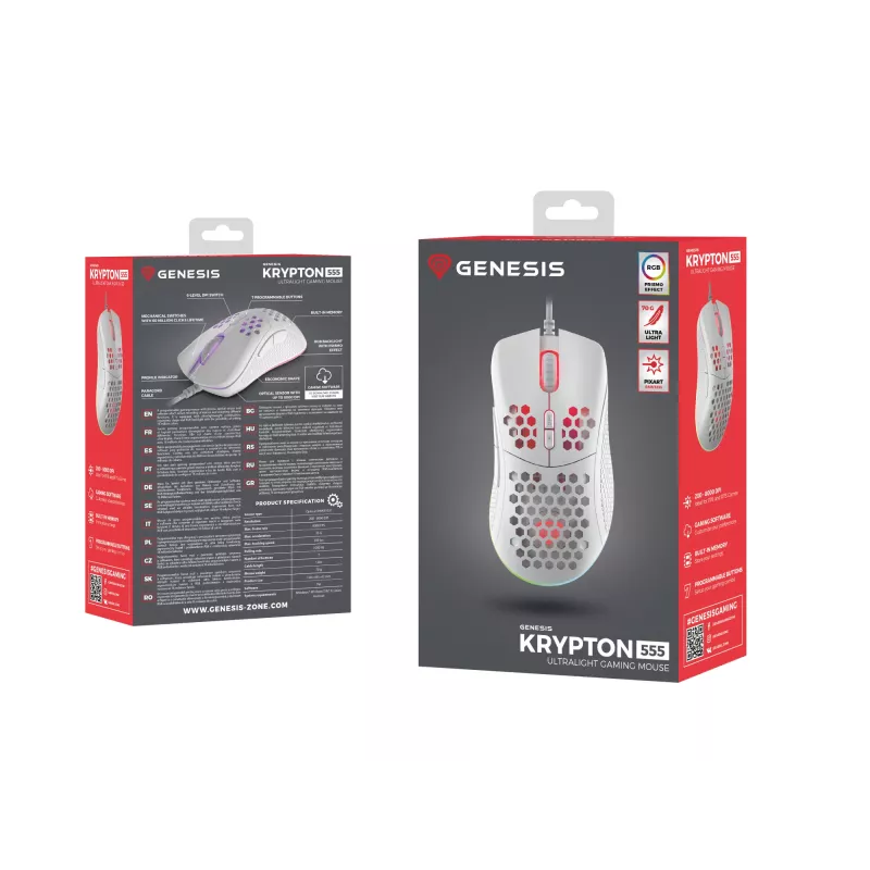 GENESIS Krypton 555 Maus Gaming Rechtshänder USB Typ-A Optisch 8000 DPI
