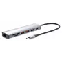 Manhattan USB-C Dock/Hub mit Kartenleser, Anschlüsse (x5): Ethernet, HDMI, USB-A (x2) und USB-C, mit Power Delivery (PD) 100 W – benötigt externes USB-C-Ladegerät (nicht im Lieferumfang). USB-betrieben (kein externes Netzteil erforderlich), wenn PD nicht verwendet wird