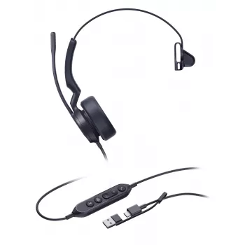 Yealink UH44 Mono Teams USB-C/A Headset, Kabelgebunden, 20 - 20000 Hz, Büro/Callcenter, 127 g, Headset, Schwarz