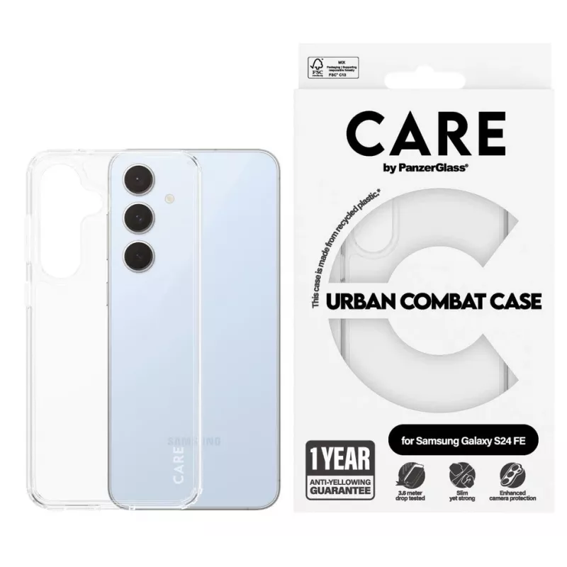 PanzerGlass CARE Flagship Urban Combat Case für Samsung Galaxy S24 FE, Transparent, 1466