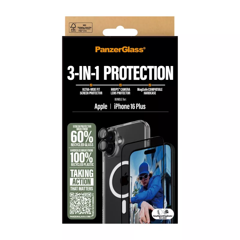 PanzerGlass ® 3-in-1 Protection Bundle iPhone 16 Plus