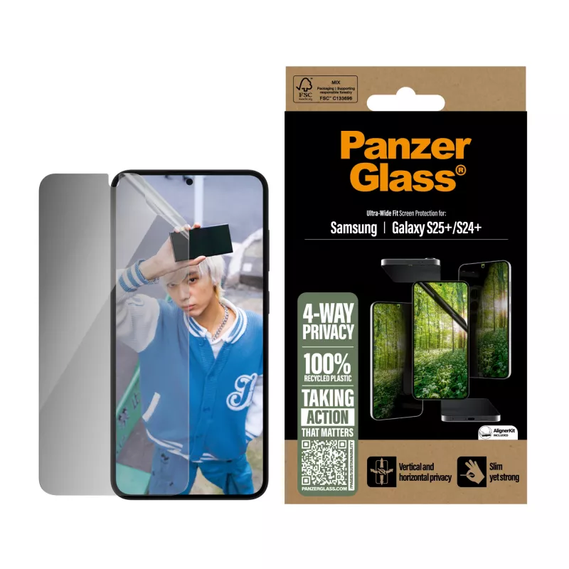 PanzerGlass® ECO MATRIX 4-Wege-Sichtschutzfolie Samsung Galaxy S25+ | S24+ | Ultra-Wide Fit