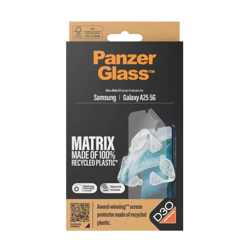 PanzerGlass ® ECO MATRIX Displayschutzfolie mit D3O® Samsung Galaxy A25 5G | Ultra-Wide Fit mit AlignerKit