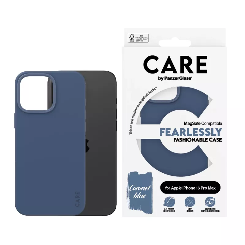 PanzerGlass CARE Fashionable Hülle für iPhone 16 Pro Max 6,9 Zoll, mit MagSafe, blau