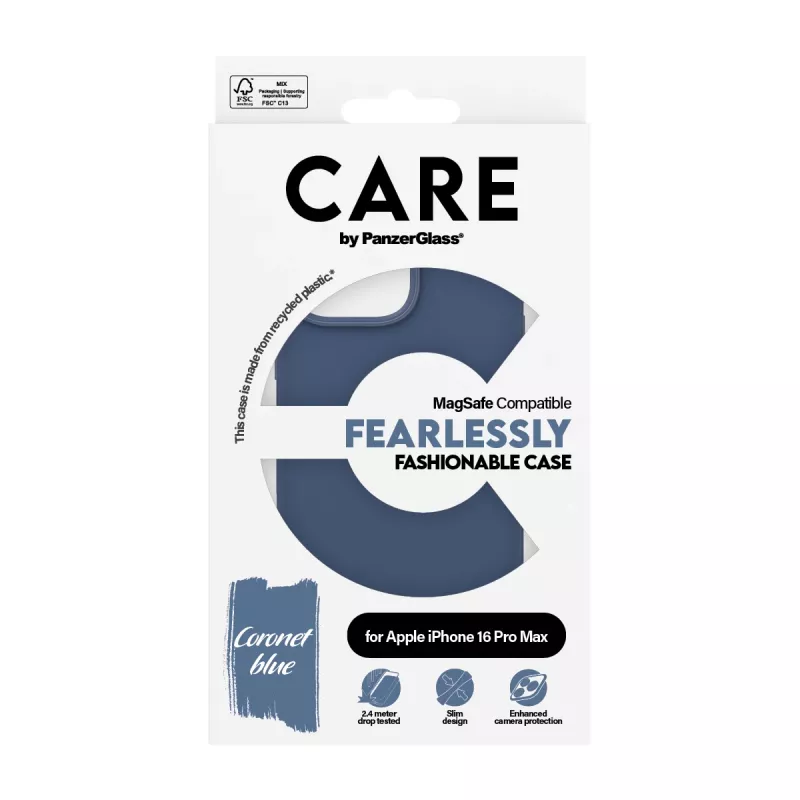 PanzerGlass CARE Fashionable Hülle für iPhone 16 Pro Max 6,9 Zoll, mit MagSafe, blau