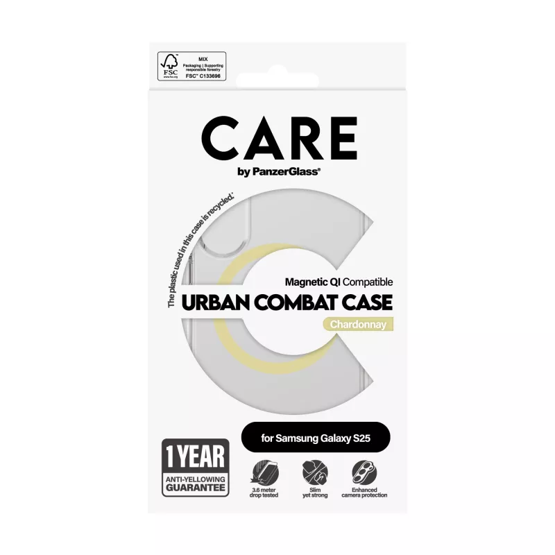 PanzerGlass CARE™ by ® Urban Combat Hülle transparent mit Chardonnay Qi-kompatibel Samsung Galaxy S25