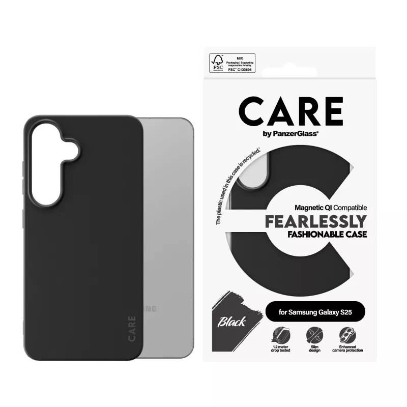 PanzerGlass CARE™ by ® Case Black w. Qi Compatible Samsung Galaxy S25