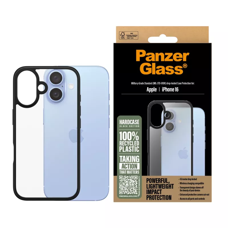 PanzerGlass HardCase für iPhone 16, Schwarz, 1295