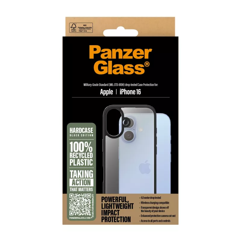 PanzerGlass HardCase für iPhone 16, Schwarz, 1295