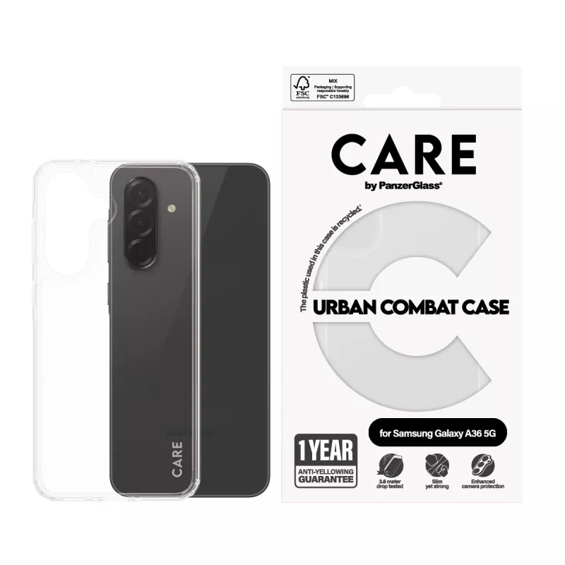 PanzerGlass CARE Flagship Case mit Clear Frame für Samsung Galaxy A36 5G, Transparent, CRRFUBCG38083