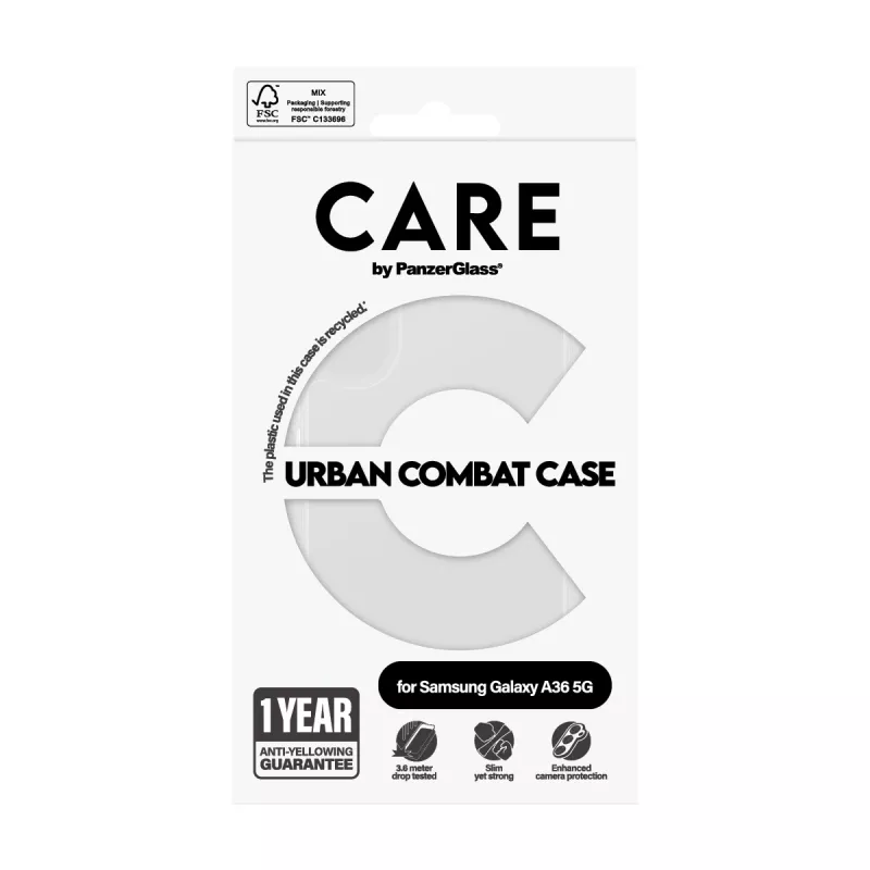 PanzerGlass CARE Flagship Case mit Clear Frame für Samsung Galaxy A36 5G, Transparent, CRRFUBCG38083