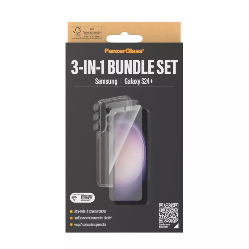 PanzerGlass ® 3-in-1-Bundle Samsung Galaxy S24+ | Ultra-Wide Fit mit EasyAligner