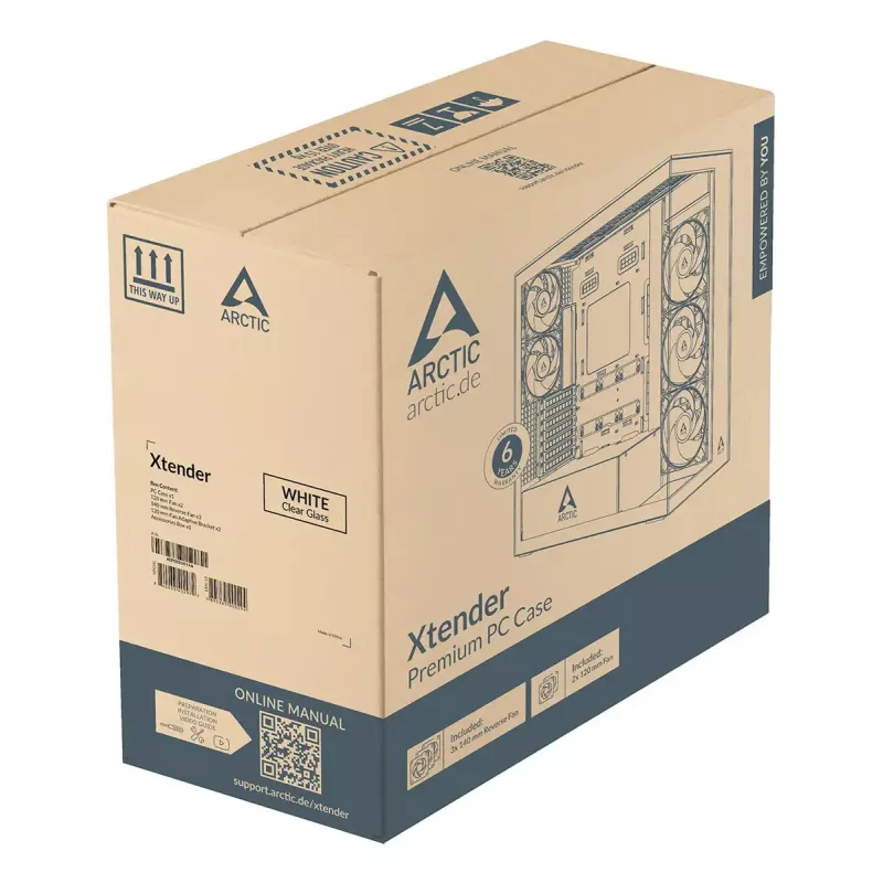 ARCTIC Xtender VG (Weiß) Premium E-ATX PC-Gehäuse mit vertikaler GPU-Montage
