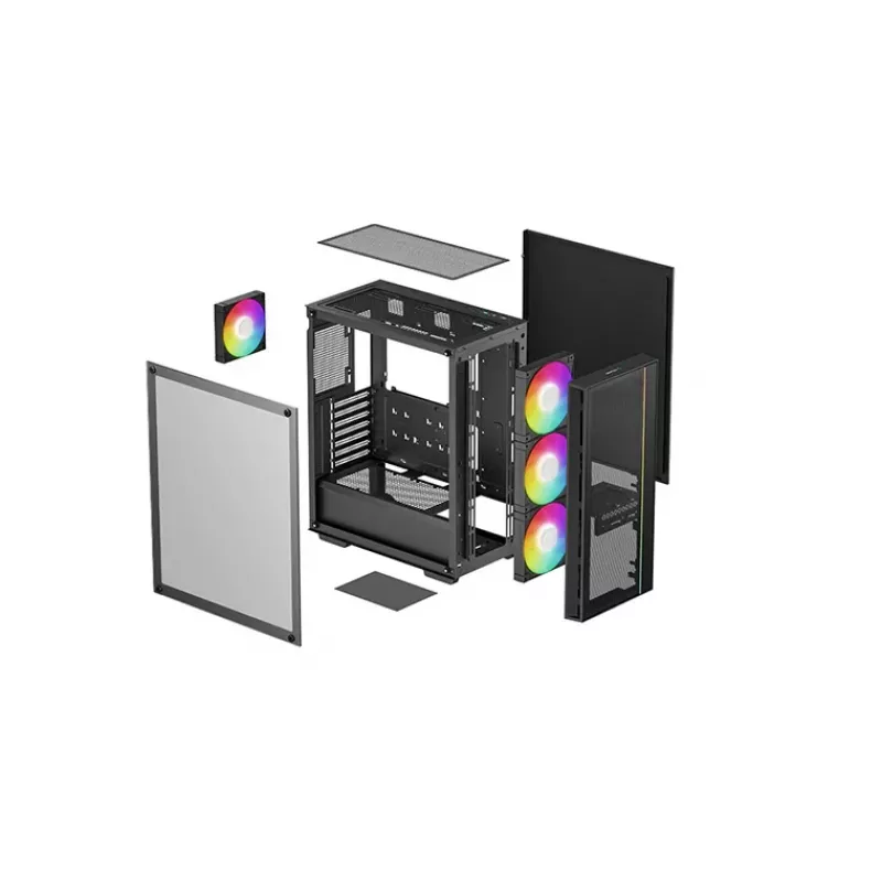 DeepCool MATREXX 55 MESH V4 C Midi-Tower-PC-Gehäuse, ATX, gehärtetes Glas, ohne Netzteil, Schwarz