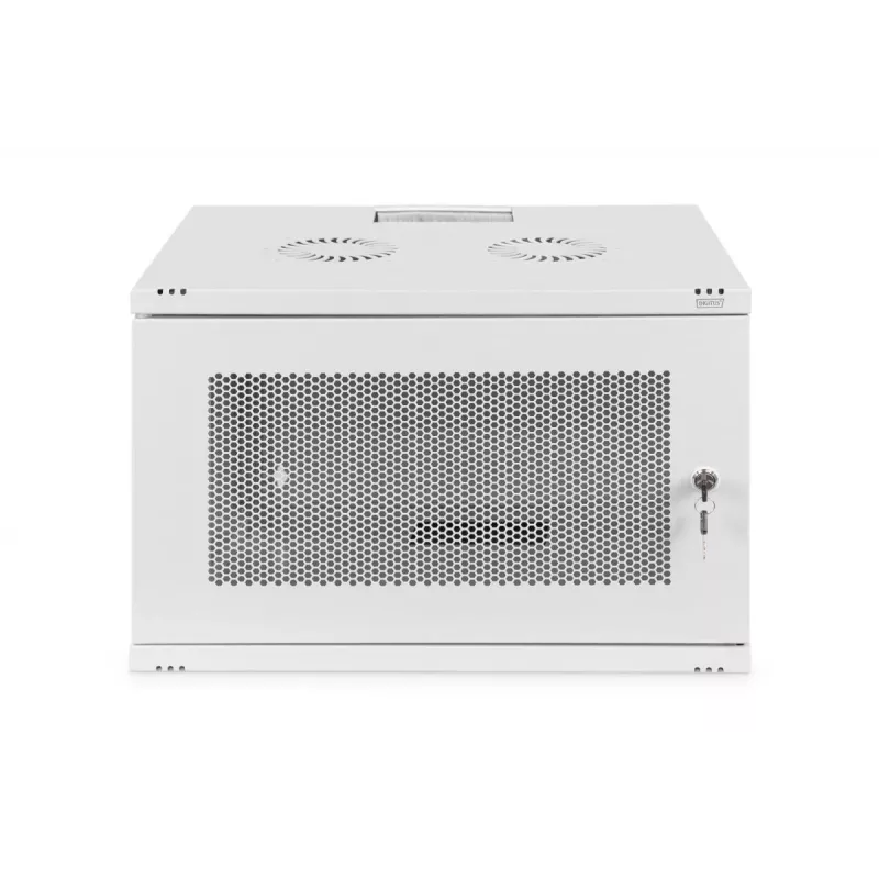 DIGITUS 7U Wandmontageschrank SOHO unmontiert 370x540x400 mm perforierte Fronttür grau