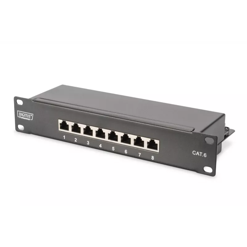 DIGITUS 10in network bundle incl. 9U cabinet Schwarz shelf PDU 8-port switch CAT6 patch panel