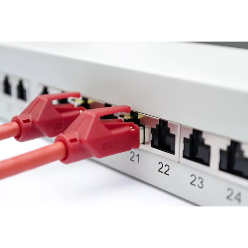 DIGITUS DN-91624S-EA 19-Zoll Patchpanel, CAT6A Klasse EA, geschirmt, 24-Port RJ45, LSA, 1HE, Lichtgrau RAL 7035
