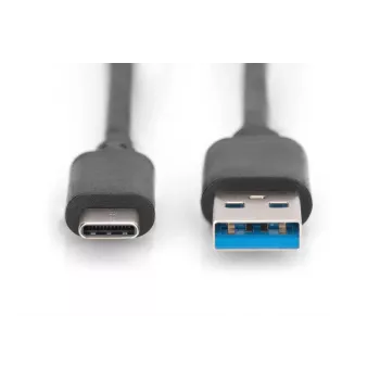 DIGITUS USB Typ-C-Anschlusskabel, Typ C auf A M/M, 1m SuperSpeed schwarz
